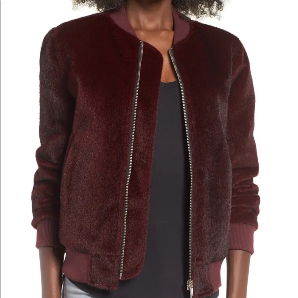 J.O.A faux pony bomber jacket